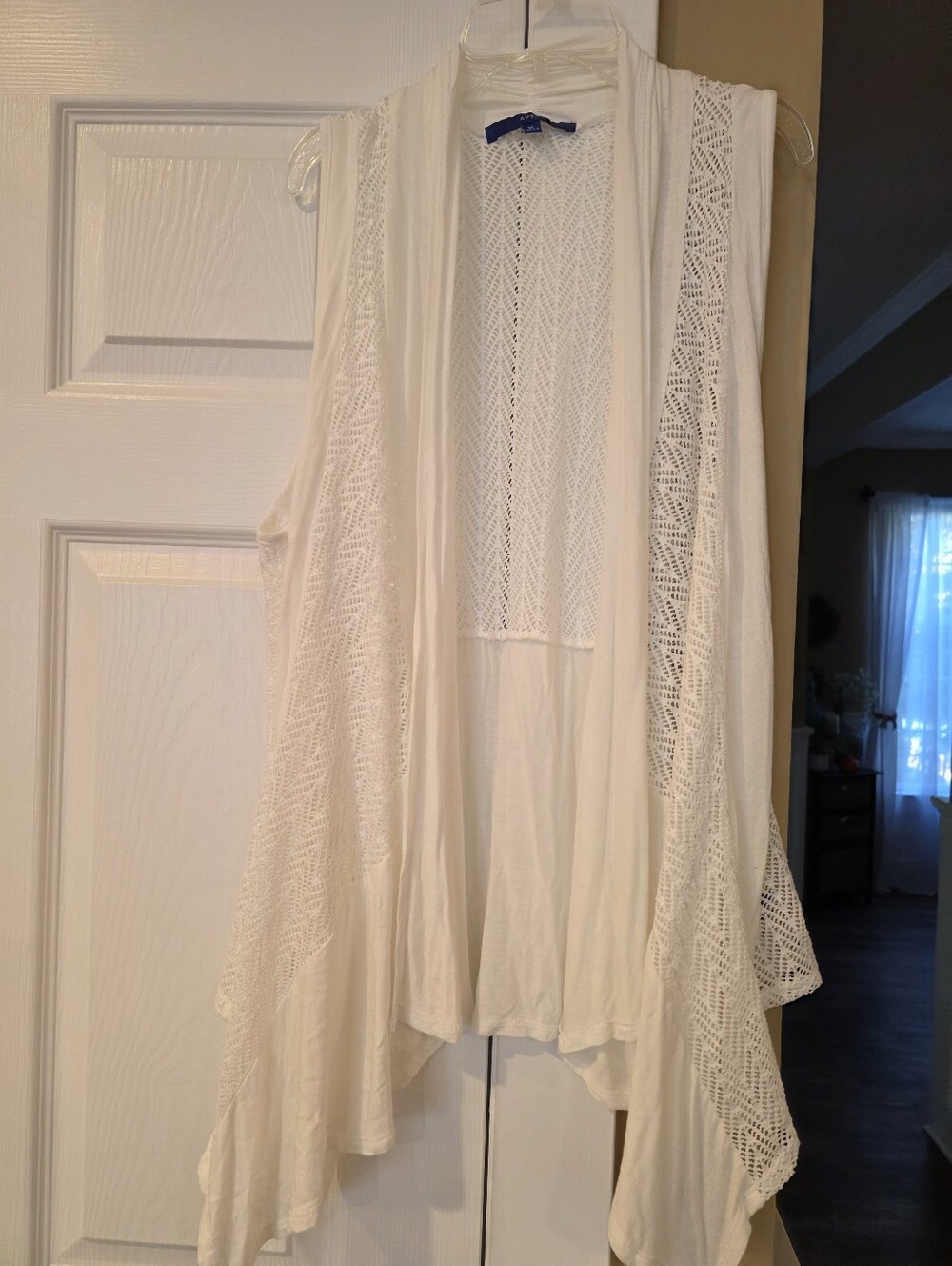 Womans Apt. 9 White Crochet Open-Front Draped Vest Size Xl